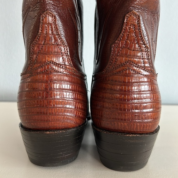Lucchese • Vintage Women’s Classic Lizard Skin Leather Cowboy Boots Cognac Sz 7 - Picture 4 of 16